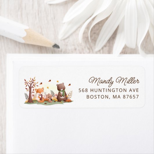 Schattige Woodland Beer Adreslabel Etiket (Insitu)