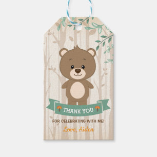 Schattige Woodland Beer Forest Verjaardag Baby sho Cadeaulabel
