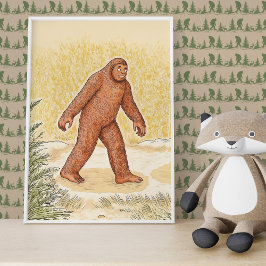 Schattige Woodland Bigfoot Walking Wall Art Poster