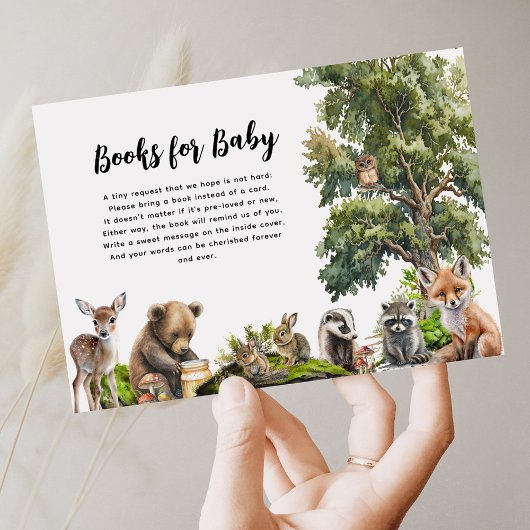 Schattige Woodland Book Baby shower aanvragen Informatiekaartje