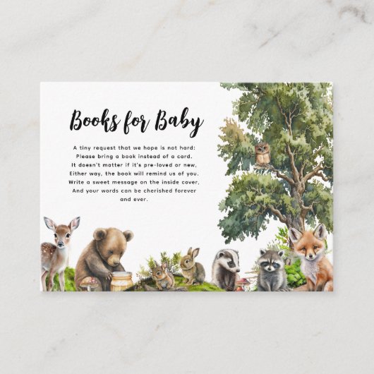 Schattige Woodland Book Baby shower aanvragen Informatiekaartje (Voorkant)