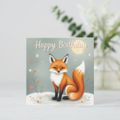 Schattige Woodland Brown Fox Happy Birthday Kaart (Staand voorkant)