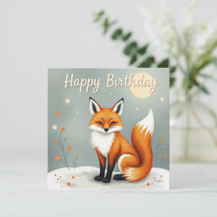 Schattige Woodland Brown Fox Happy Birthday Kaart