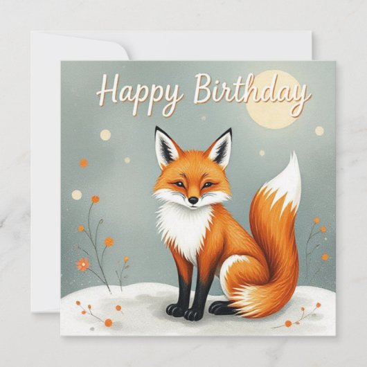 Schattige Woodland Brown Fox Happy Birthday Kaart (Voorkant)