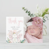 Schattige Woodland Bunny Pink Baby Bedankt (Staand voorkant)