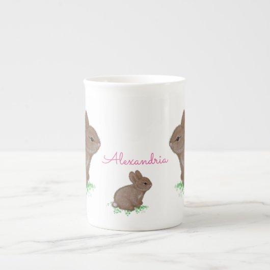 Schattige Woodland Bunny Porselein Kop (Voorkant)