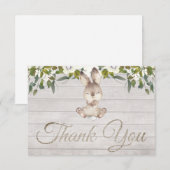 Schattige Woodland Bunny Rabbit Baby shower Dank u Bedankkaart (Voorkant / Achterkant)