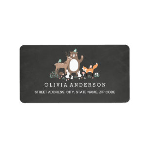 Schattige Woodland Chalkboard Baby shower Adreslab Etiket