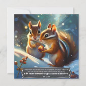 Schattige Woodland Chipmunks Bijbelvers Kerst Feestdagenkaart (Voorkant)