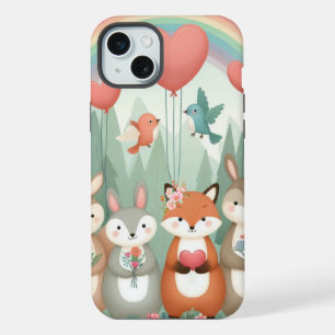 Schattige Woodland Creature regenboog valentijns iPhone 15 Plus Case