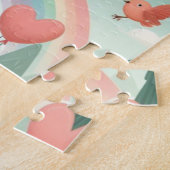 Schattige Woodland Creature regenboog valentijns Legpuzzel (Zijkant)