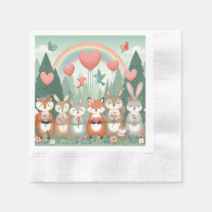 Schattige Woodland Creature regenboog valentijns Servet