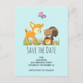 Schattige Woodland Creatures Cartoon Save the Date Uitnodiging Briefkaart (Voorkant)