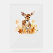Schattige Woodland Deer Baby shower Welkom Acryl Bord (Voorkant)