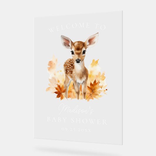 Schattige Woodland Deer Baby shower Welkom Acryl Bord (Hoek)