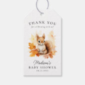 Schattige Woodland Eekhoorn Herfst Baby shower Cadeaulabel (Voorkant)