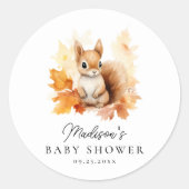 Schattige Woodland Eekhoorn Herfst Baby shower Ronde Sticker (Voorkant)
