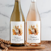 Schattige Woodland Eekhoorn Herfst Baby shower Wijn Etiket