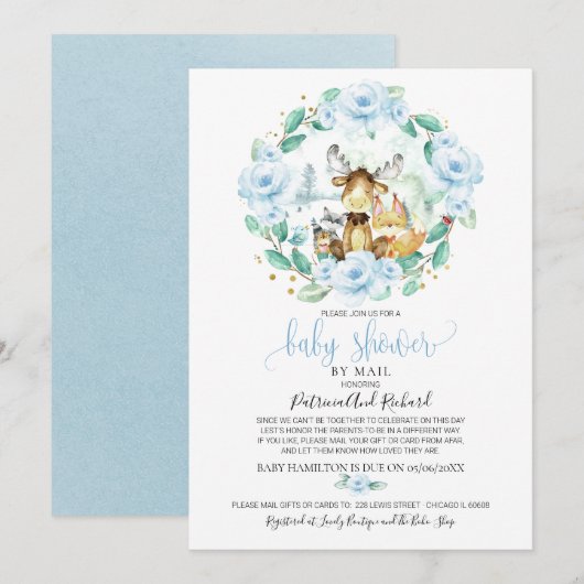 Schattige Woodland Floral Greenery Baby shower per Kaart (Voorkant / Achterkant)