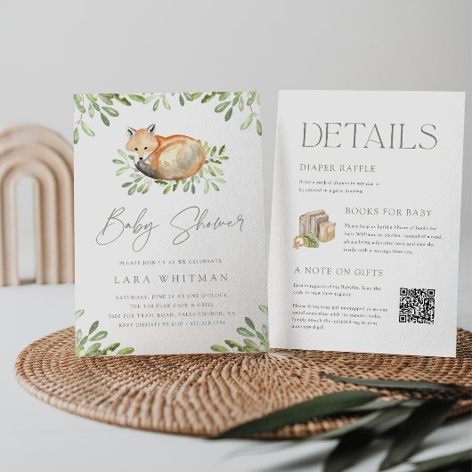 Schattige Woodland Fox Alles in een Baby shower Kaart