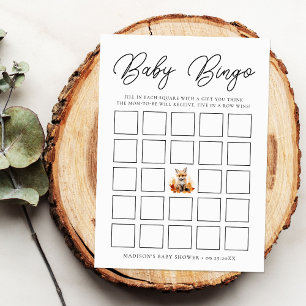 Schattige Woodland Fox Baby shower Bingo Kaart