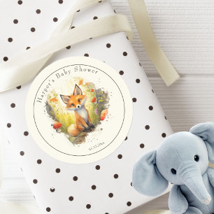 Schattige Woodland Fox Baby shower Favor Ronde Sticker
