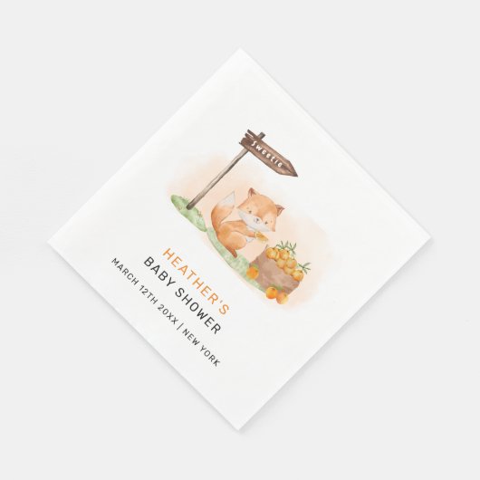 Schattige Woodland Fox Citrus Sinaasappel Boerderi Servet (Hoek)