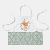 Schattige Woodland Fox en Damask Pattern met Naam Schort (Voorkant)