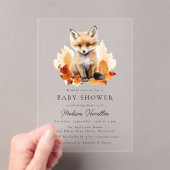 Schattige Woodland Fox Herfst Baby shower Acryl Uitnodigingen (Insitu (Draagbaar))
