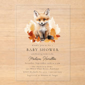 Schattige Woodland Fox Herfst Baby shower Acryl Uitnodigingen (Voorkant)