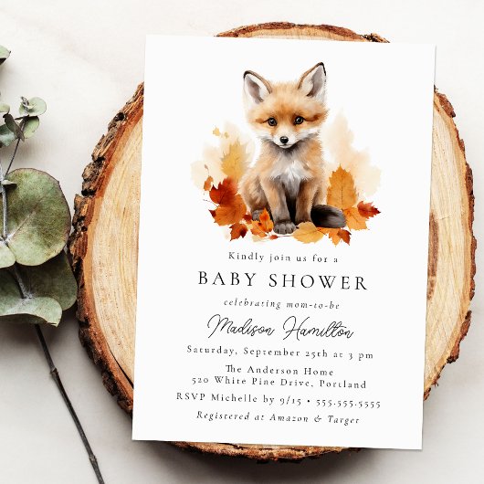 Schattige Woodland Fox Herfst Baby shower Kaart