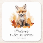 Schattige Woodland Fox Herfst Baby shower Kartonnen Onderzetters (Voorkant)