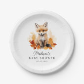 Schattige Woodland Fox Herfst Baby shower Papieren Bordje (Voorkant)