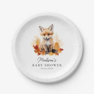 Schattige Woodland Fox Herfst Baby shower Papieren Bordje