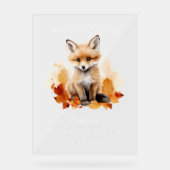 Schattige Woodland Fox Herfst Baby shower Welkom Acryl Bord (Voorkant)