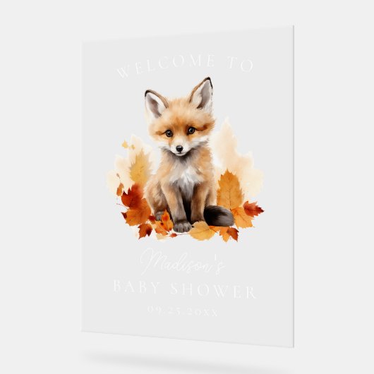 Schattige Woodland Fox Herfst Baby shower Welkom Acryl Bord (Hoek)