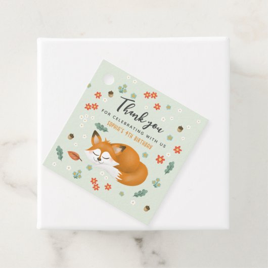 Schattige Woodland Fox Kids Verjaardag Dank u Bedankjes Labels (In situ)
