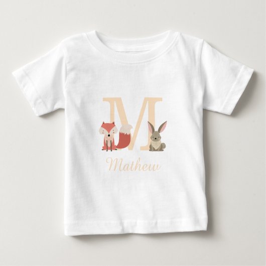 Schattige Woodland Fox Rabbit Baby Monogram (Voorkant)