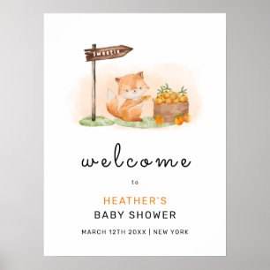 Schattige Woodland Fox Sinaasappel Boerderij Baby  Poster