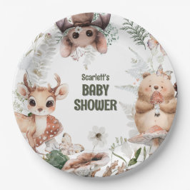 Schattige Woodland Friends Baby shower Papieren Bordje