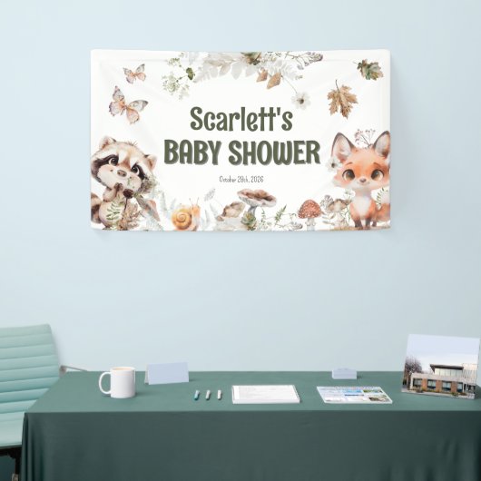 Schattige Woodland Friends Baby shower Spandoek (Beurs)