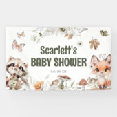 Schattige Woodland Friends Baby shower Spandoek (Horizontaal)