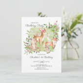 Schattige Woodland Friends Girls 1ste verjaardag Kaart (Staand voorkant)