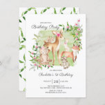 Schattige Woodland Friends Girls 1ste verjaardag Kaart<br><div class="desc">Superschattige waterverf bos vrienden verjaardagsfeest met de liefste herten,  eekhoorn,  vos,  bunny,  raccoon en beer. Kan ook worden gebruikt voor een tweede,  derde en vierde verjaardag.</div>