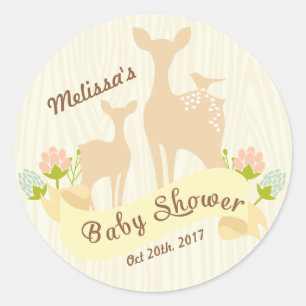 Schattige  Woodland gepersonaliseerd Baby shower Ronde Sticker