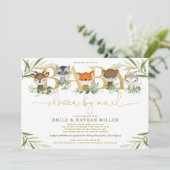 Schattige Woodland Greenery Gold Baby shower per p Kaart (Staand voorkant)