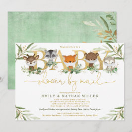 Schattige Woodland Greenery Gold Baby shower per p Kaart