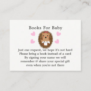 Schattige Woodland Hedgehog Baby shower Boek Verzo Informatiekaartje
