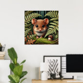 Schattige Woodland Mouse Illustration – Schattige  Poster (Thuiskantoor)