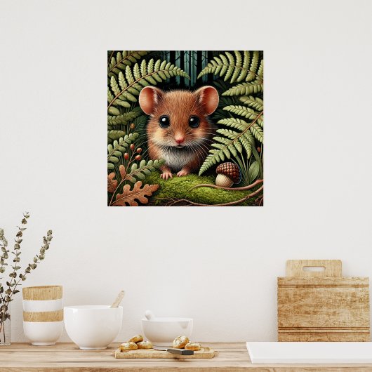 Schattige Woodland Mouse Illustration – Schattige  Poster (Keuken)